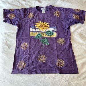 Vintage Purple & Yellow Flower T-Shirt